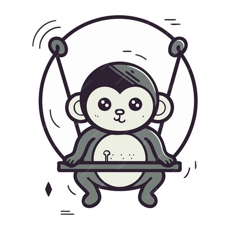 Premium Vector | Monkey swinging on a swing vector illustration in ...