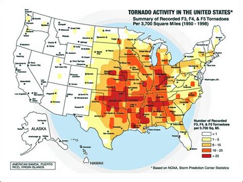 Map of U.S. with F3, F4, and F5 Tornado Activity