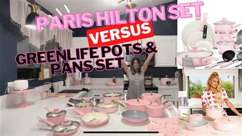 PINK POTS AND PANS SET GREENLIFE CERAMIC NONSTICK VS PARIS HILTON ICONIC COOKWARE SET UNBOXING ...