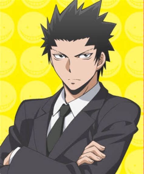 an anime character with his arms crossed in front of yellow and black ...