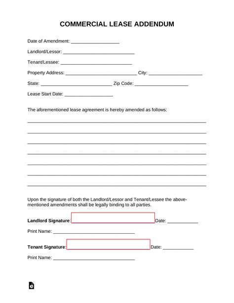 Free Commercial Lease Addendum Template - PDF | Word – eForms