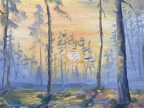 Forest Landscape Pine Forest Painting Sunrise Artwork Original | Etsy