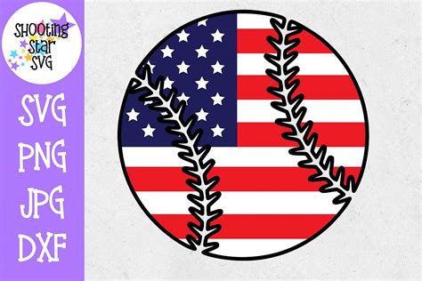 Baseball with American Flag- Fourth of July SVG