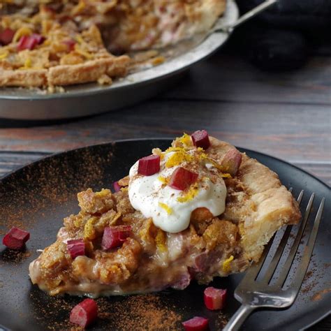 Sour Cream Rhubarb Pie Recipe- Food Meanderings