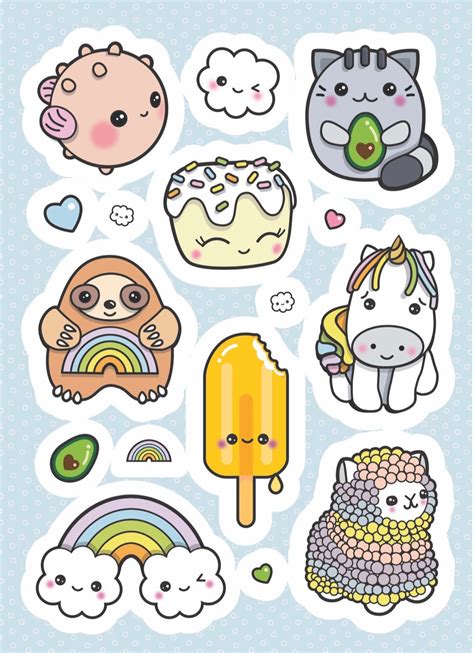 Kawaii Stickers A6 Vinyl Sticker Sheets Cute Stickers | Etsy Ireland