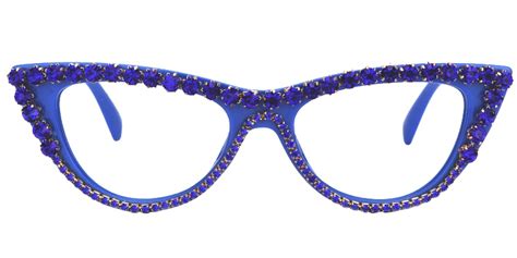 Cathleen - Blue Cat Eye Glasses | Vooglam