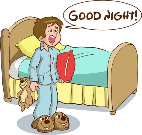 sleepy yawning kids and parents good night cartoon vector 21081227 ...