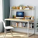 Tribesigns Computer Desk with Hutch, 47 Inches Home Office Desk with Space Saving Design with ...