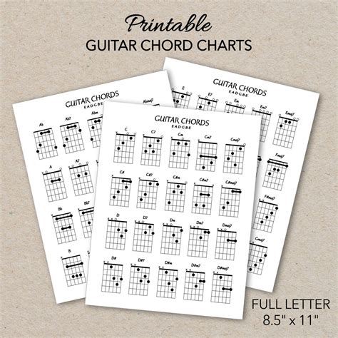 Guitar Chord Charts, Printable PDF Format, Letter Size, Print at Home ...