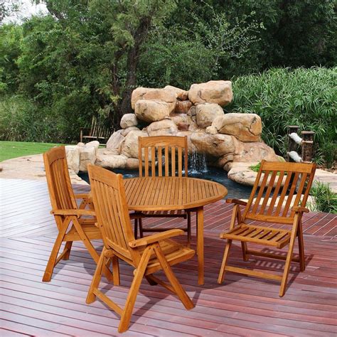 Amazonia Holgan 5-Piece Teak Round Patio Dining Set-SC MALRND_4SUMPOS ...