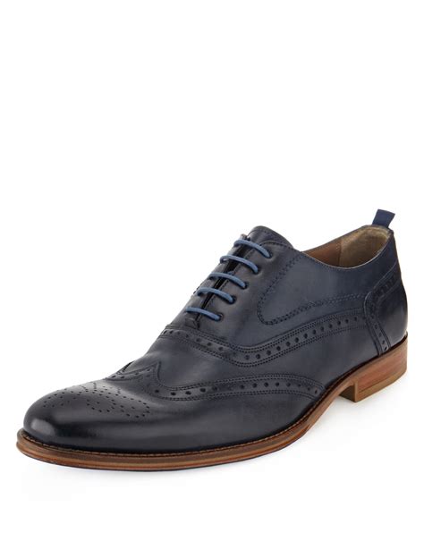 Leather Brogue Shoes Blue | Edgemix