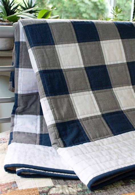 Buffalo Check Plaid Organic Quilt Navy Gray White Rustic - Etsy | Quilts, Organic quilt, Quilt ...