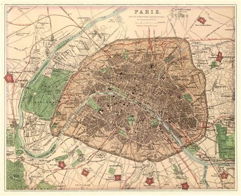 Old map of Paris Paris map Fine reproduction by AncientShades