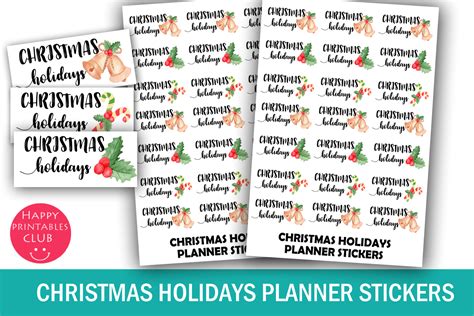 Christmas Holidays Planner Stickers Graphic by Happy Printables Club ...