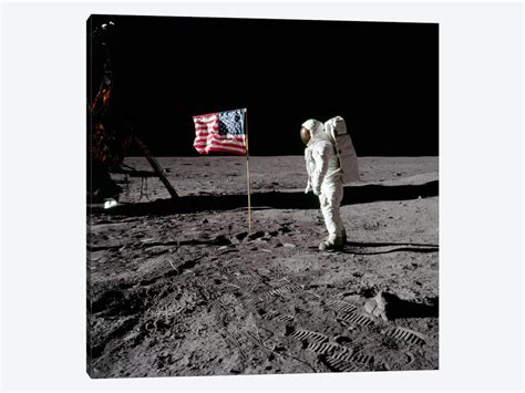 Neil Armstrong Placing American Flag on the Moon Canvas... | NASA | iCanvas