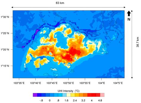 Map of the Urban Heat Island(UHI) situation in Singapore presented to... | Download Scientific ...