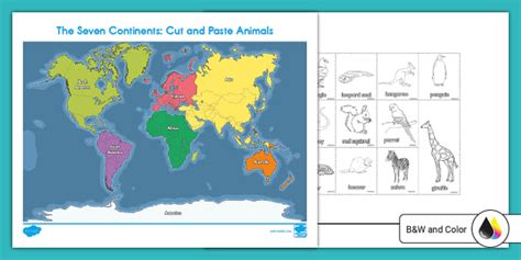 7 Continents Animal Cut and Paste Activity | Twinkl USA