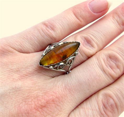 Amber ring size 8 1/4 Signet rings for women | Etsy