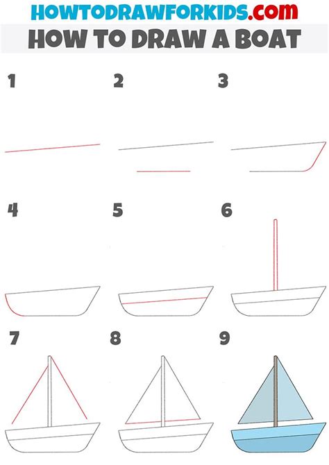 How to Draw a Boat - Easy Drawing Tutorial For Kids | Boat drawing ...