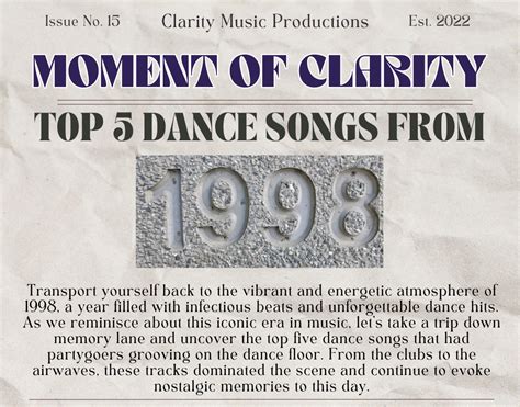 Issue 15: Top 5 Dance Songs of 1998 — Clarity Music Productions