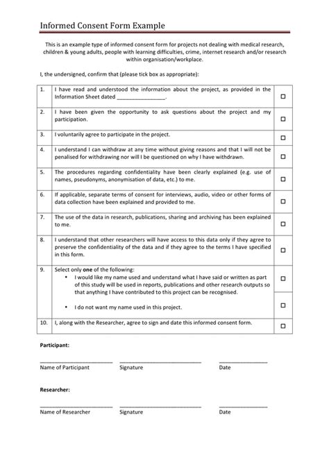 Informed consent form example in Word and Pdf formats