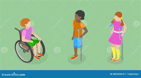 3D Isometric Flat Vector Conceptual Illustration of Children with ...