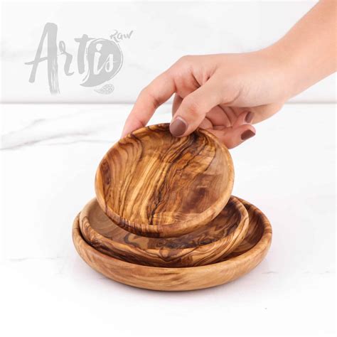 Small Wooden Round Plate Set of 3 - Artisraw