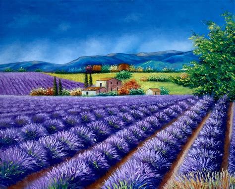 Lavender Fields Oil Painting on Canvas Hand Painted Home - Etsy