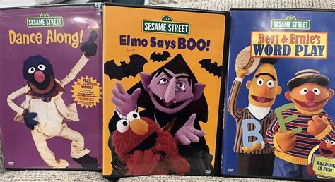 Sesame Street 3 Dvds Bert and Ernies Word Play, Elmo Says Boo, Dance ...