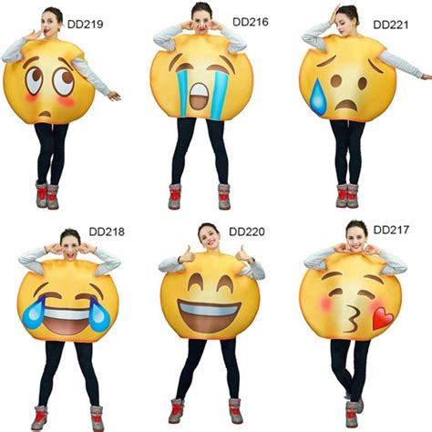 2018 Unisex Funny Emoji Costumes Face Series Jumpsuit Cartoon Cosplay Emoji Costume Mascot ...