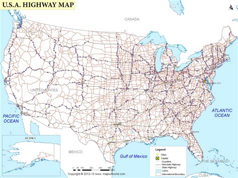 Printable Map Of The United States With Major Cities And Highways ...