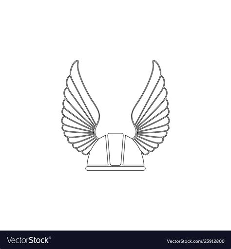 Winged racer helmet flat icon Royalty Free Vector Image