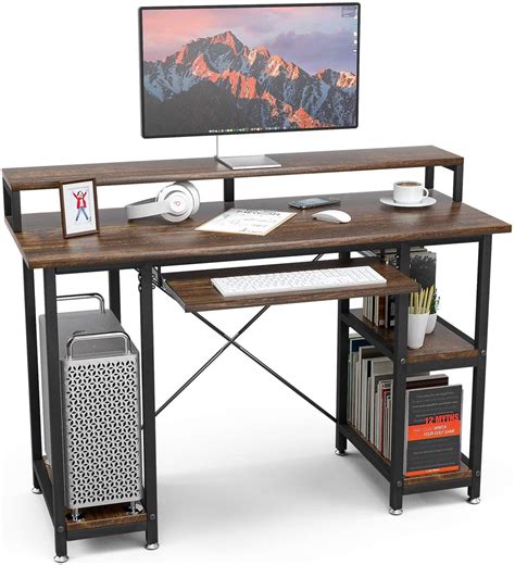 Mecor Computer Desk with Keyboard Tray/Shelves Storage, 89.9 Inch Sturdy Writing Desk Modern ...