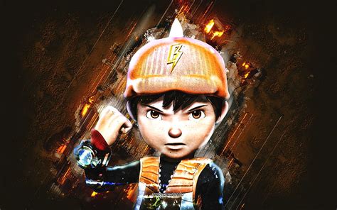 2K Free download | BoBoiBoy, portrait, grunge art, BoBoiBoy Galaxy, orange stone background ...