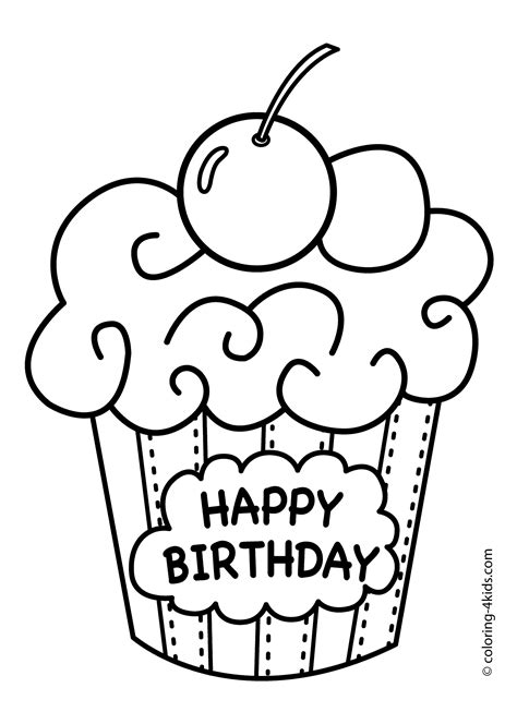 Cake Happy Birthday Party Coloring Pages – muffin coloring pages for ...