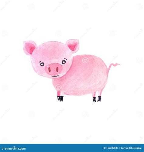 Watercolor Cute Pigs Characters Stock Illustration - Illustration of artwork, funny: 160228587