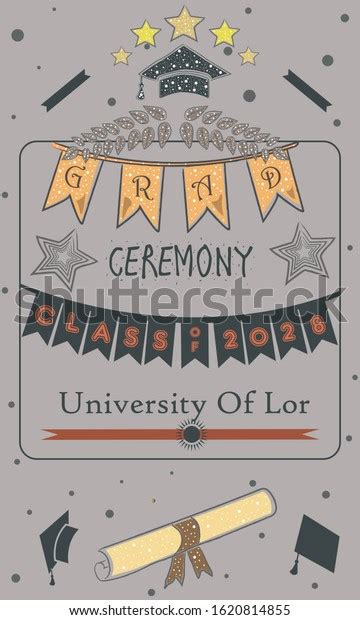 Graduation Ceremony Announcement Class 2028 Retro Stock Illustration ...