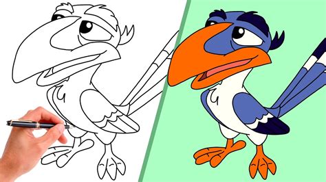 How To Draw ZAZU FROM THE LION KING // Step-By-Step - YouTube