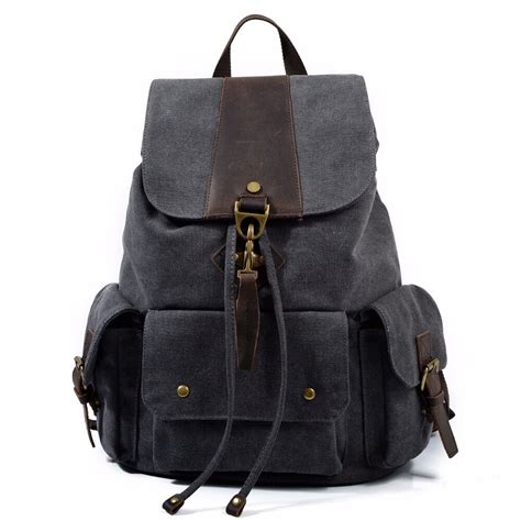 M134 New Vintage Leather Military Backpacks Men/Women School Backpacks ...