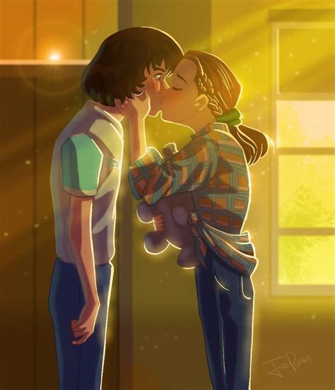 Stranger Things Eleven Kissing Mike by Jose Ramos, joseramos1972, Millie Bobby Brown, Finn W ...