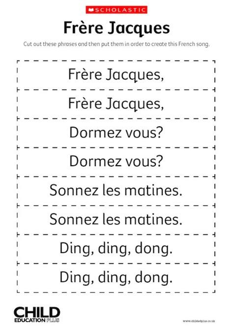 Frère Jacques – French song lyrics - Scholastic Shop