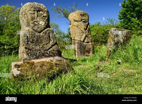 Ireland, County Fermanagh, Boa Island, Carved stone pagan figures Stock Photo, Royalty Free ...