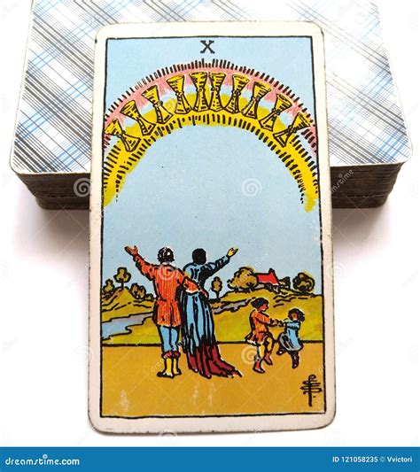 10 Ten of Cups Tarot Card Happiness Inner Happiness Happy Families/Groups/Relationships Stock ...