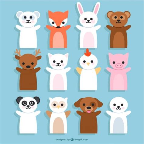 Premium Vector | Animals puppets cartoons | Fantoches de feltro, Fantoches de mão, Fantoches