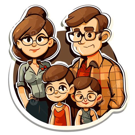 Cartoon Sticker Of An Ordinary Family Vector Clipart, Family Of Four, Family Of Four Clipart ...