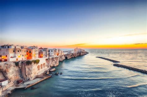 Premium Photo | Vieste beautiful coastal town on the rocks in puglia