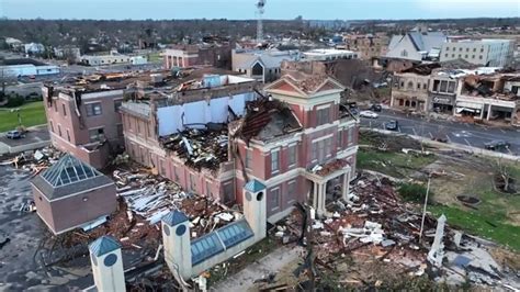 Dramatic drone video captures deadly tornado devastation in light of day