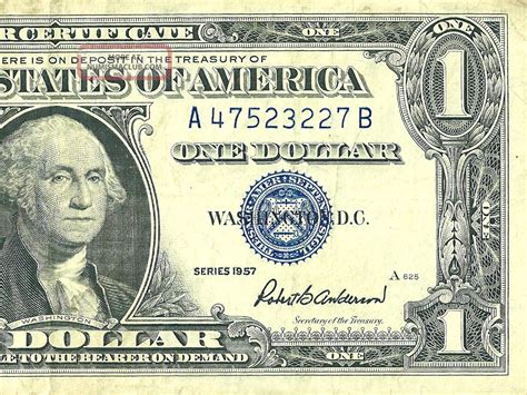 1957 One Dollar Bill Silver Certificate Blue Seal