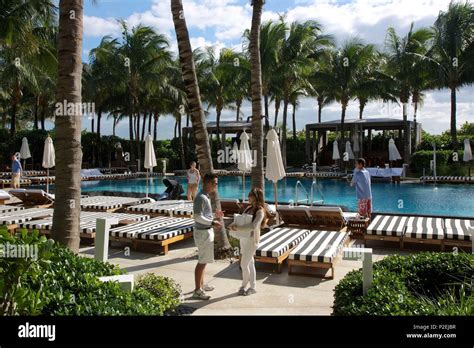 United States, Florida, Miami, Swimming pool of the W hotel, on Collins avenue, in the district ...