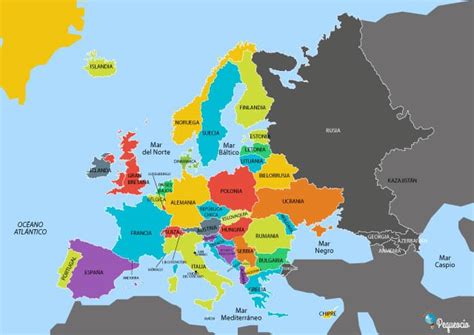 MAPA DE EUROPA político, físico y mudo Para imprimir A4 y estudiar